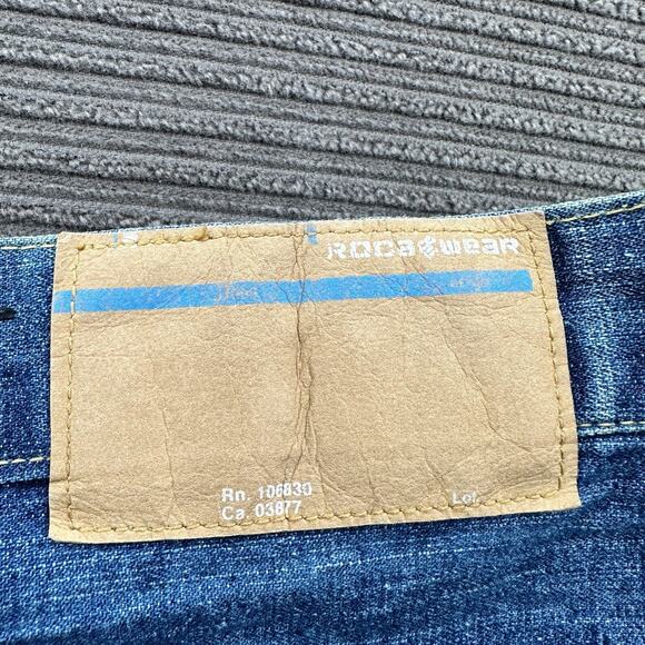 Rocawear Jeans Men 38/32.5 (Measured 36/32.5) Blue Cotton Denim Baggy Straight - Picture 9 of 10